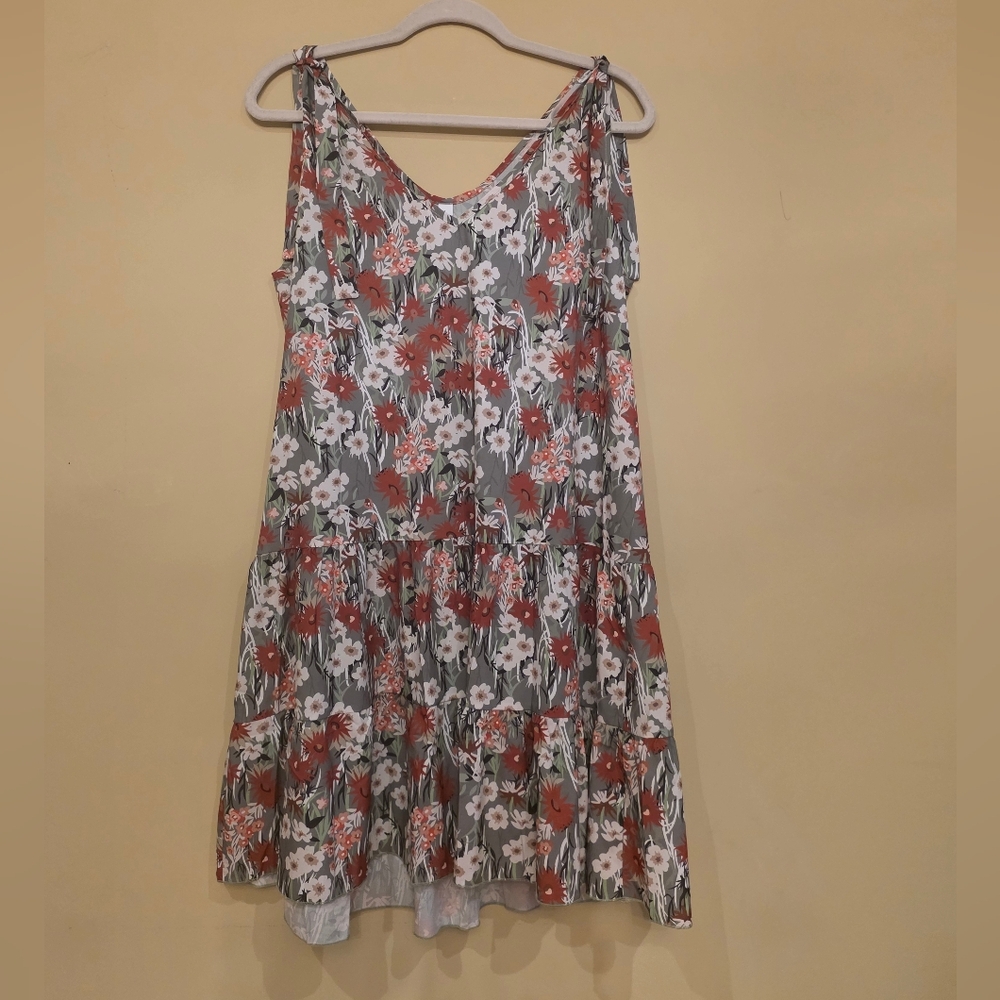 Unbranded Floral Sleeveless Dress - Neutral Colors Size L Very Light Weight